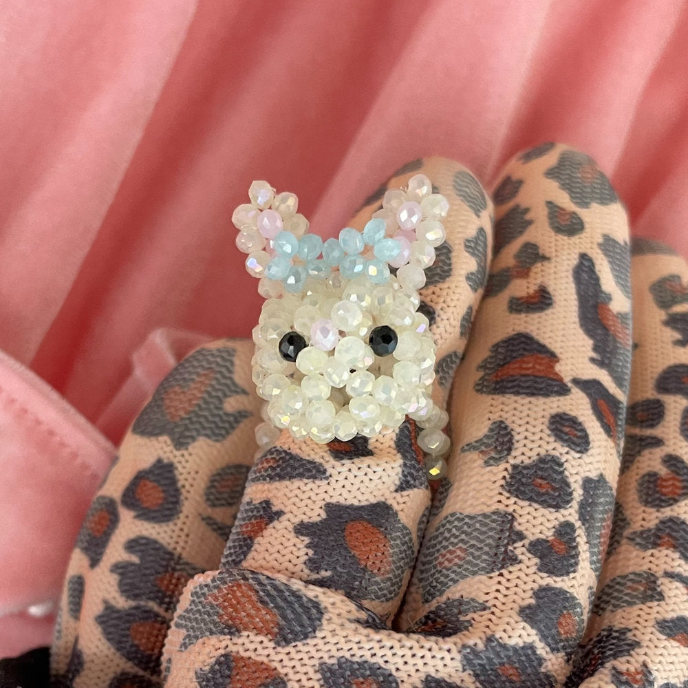 Rabbit Beads Ring / Cream / うさぎのビーズリング