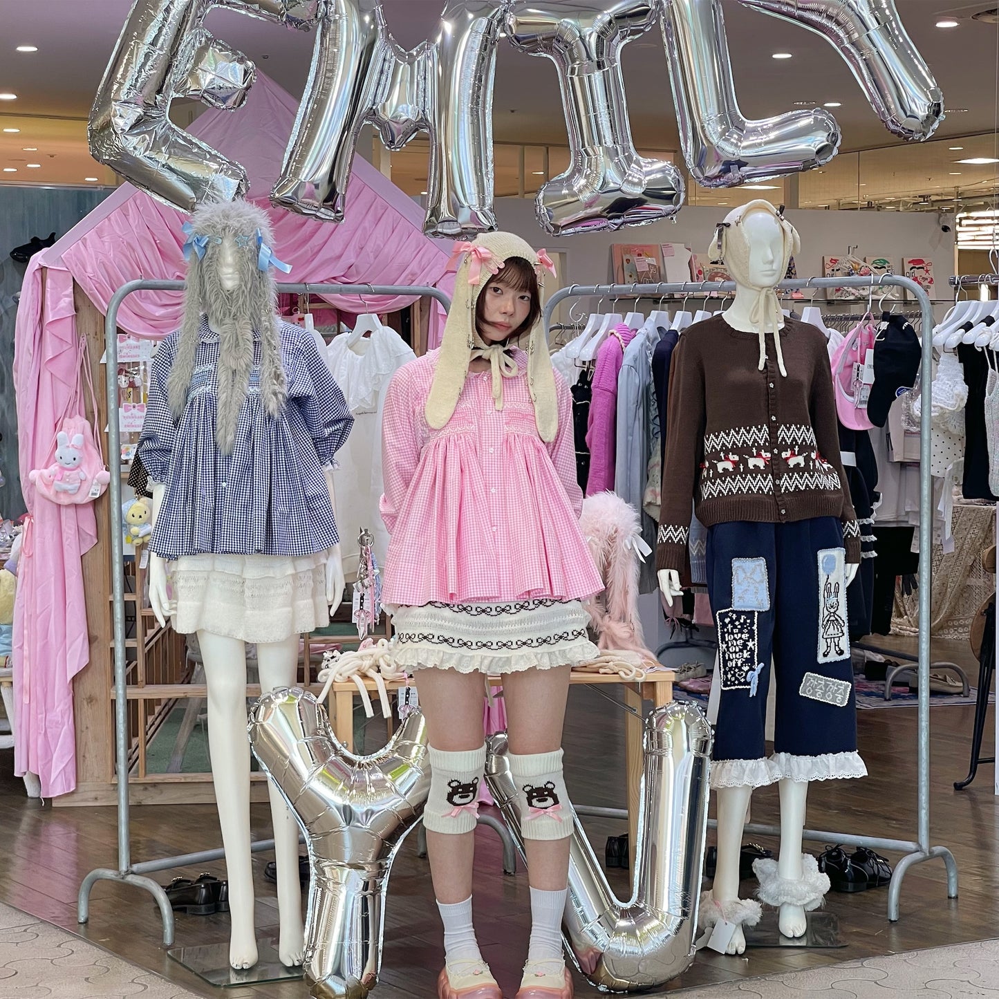 Smocking ribbon blouse / Pink / スモッキングリボンブラウス