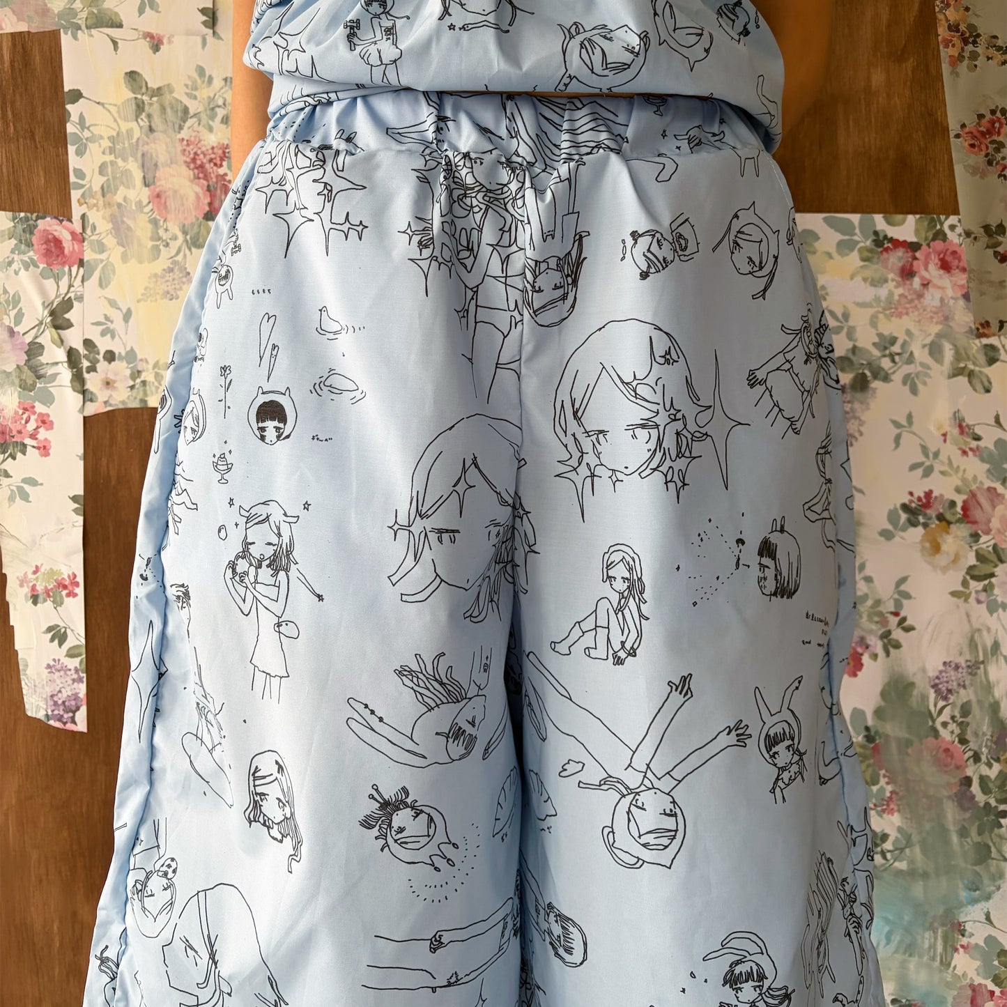 Megumi Okubo half pants / blue / 大久保惠コラボレーションハーフパンツ
