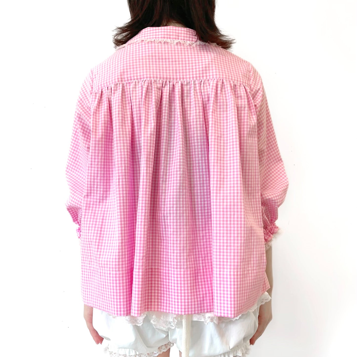 Smocking ribbon blouse / Pink / スモッキングリボンブラウス