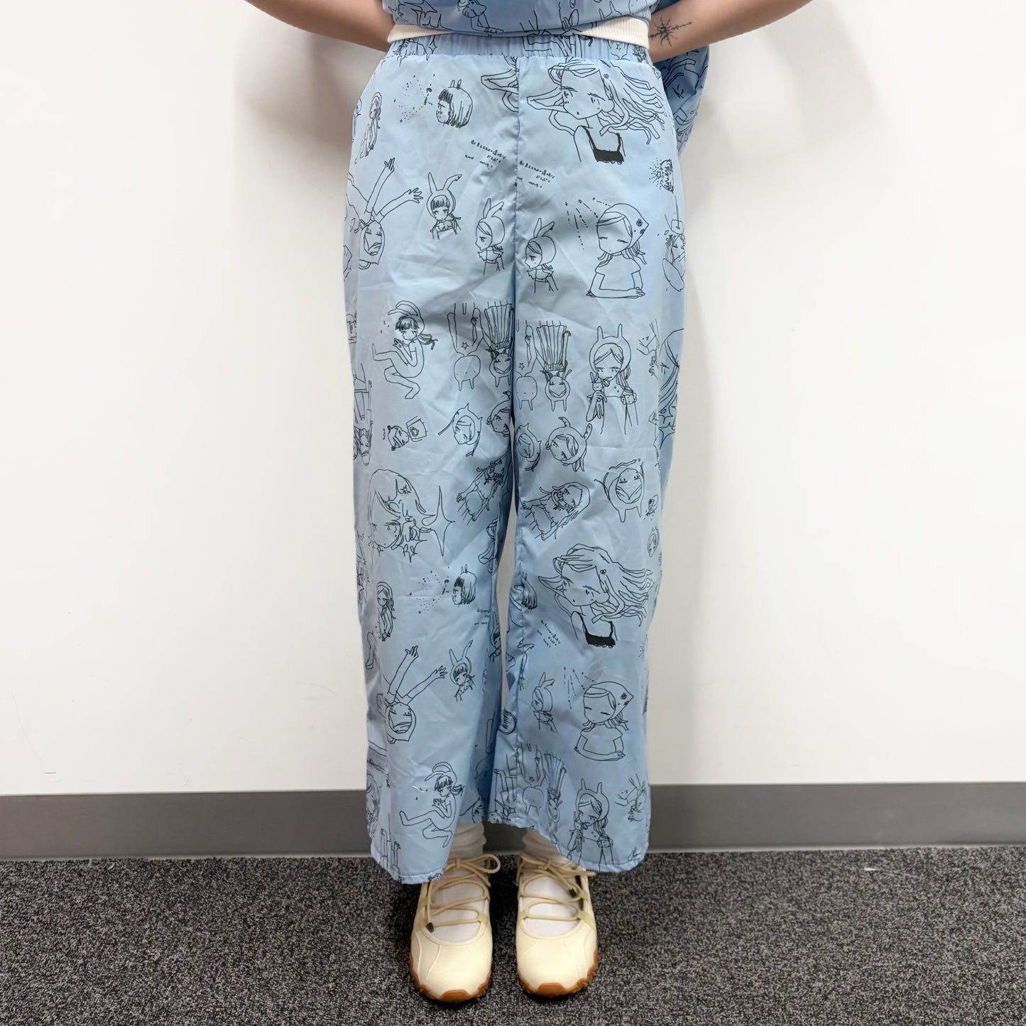 Megumi Okubo pajama pants / blue / 大久保惠コラボレーションパンツ