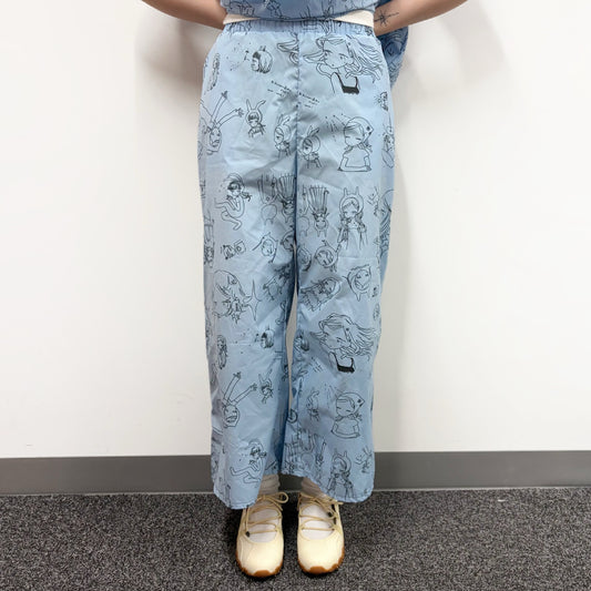 Megumi Okubo pajama pants / blue / 大久保惠コラボレーションパンツ