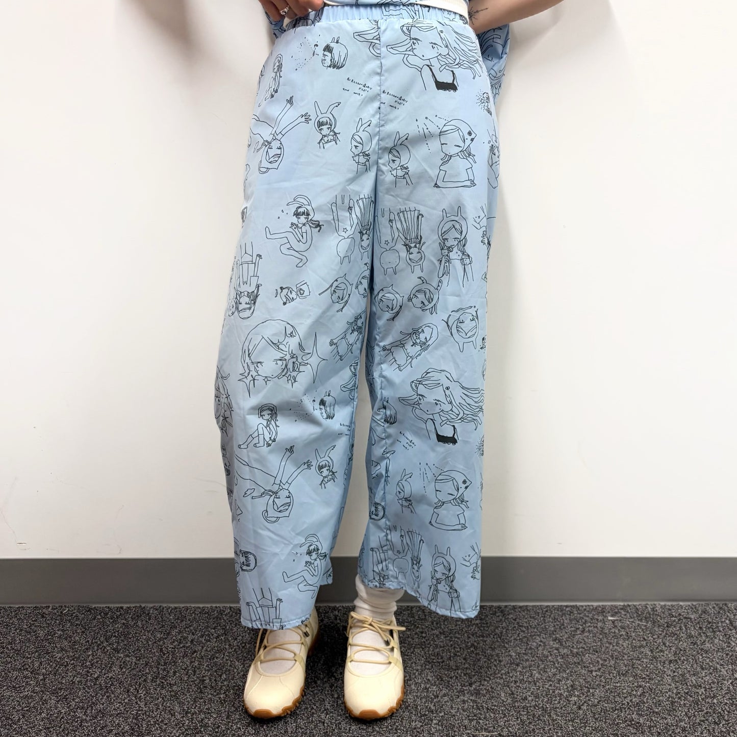 Megumi Okubo pajama pants / blue / 大久保惠コラボレーションパンツ