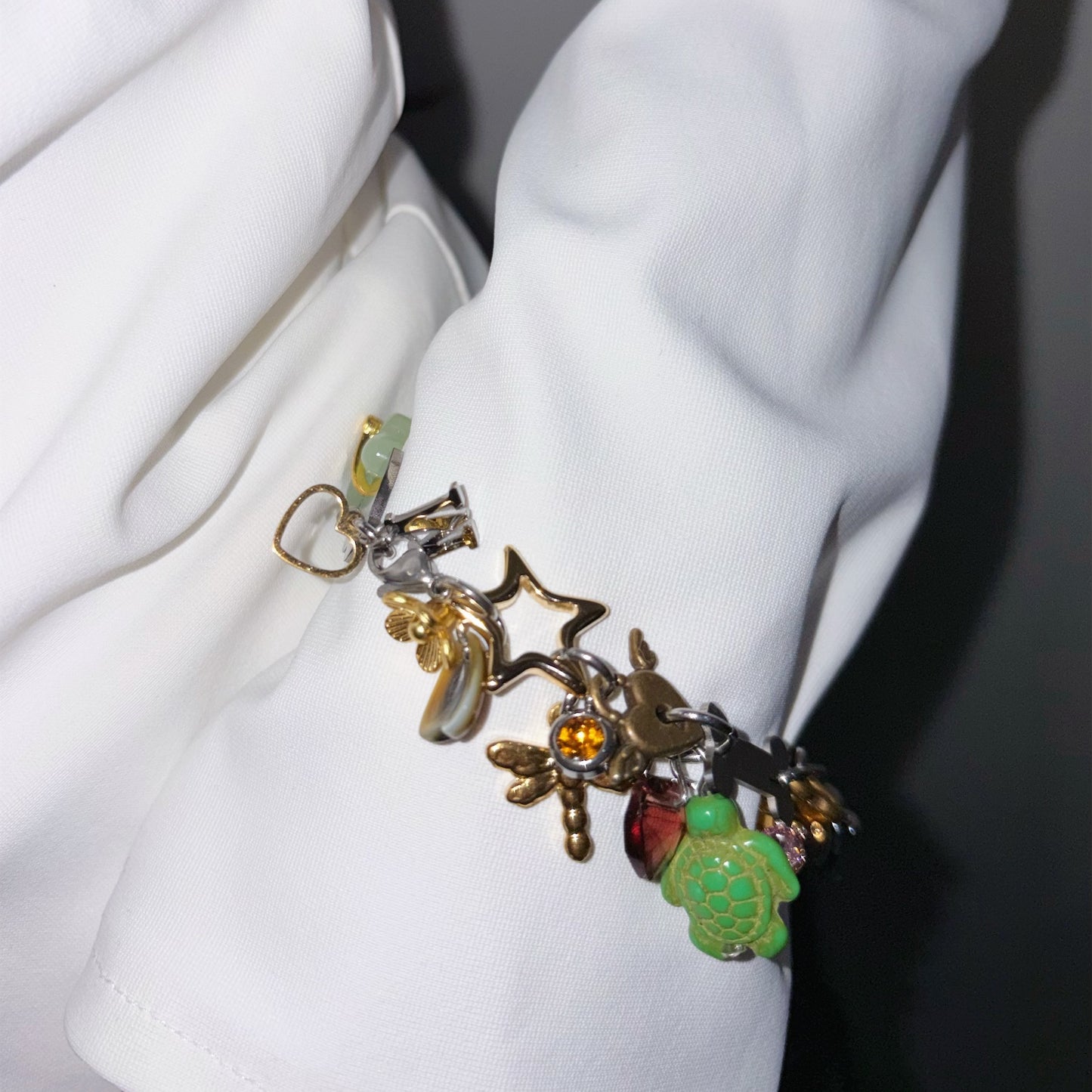 Kinetic Charm Bracelet / Gold × green / チャームブレスレット