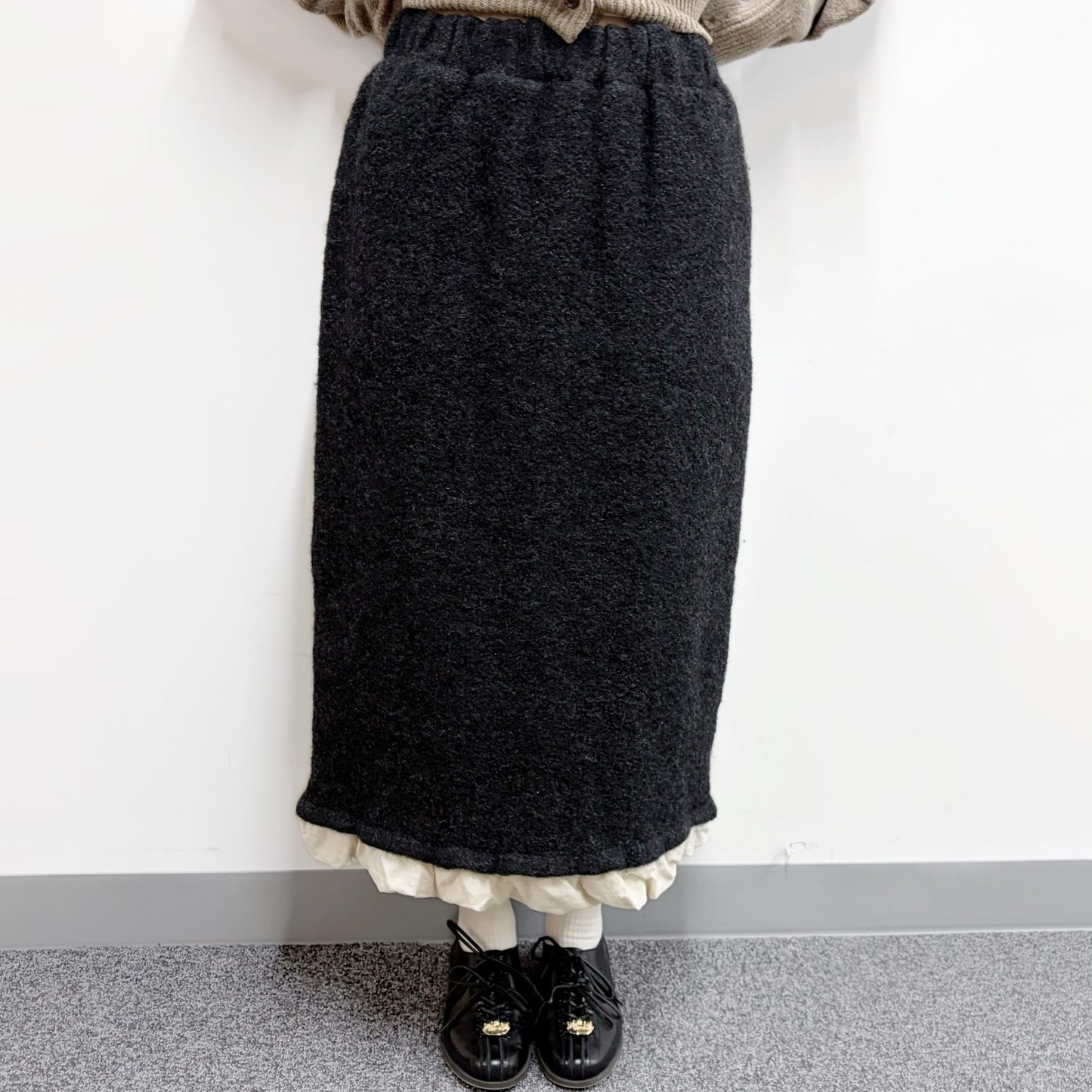 fulling skirt / charcoal gray / 縮絨加工ニットスカート
