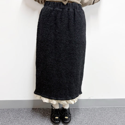 fulling skirt / charcoal gray / 縮絨加工ニットスカート