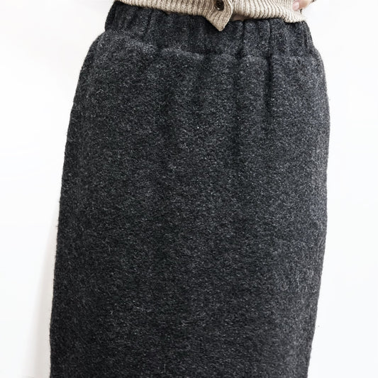 fulling skirt / charcoal gray / 縮絨加工ニットスカート