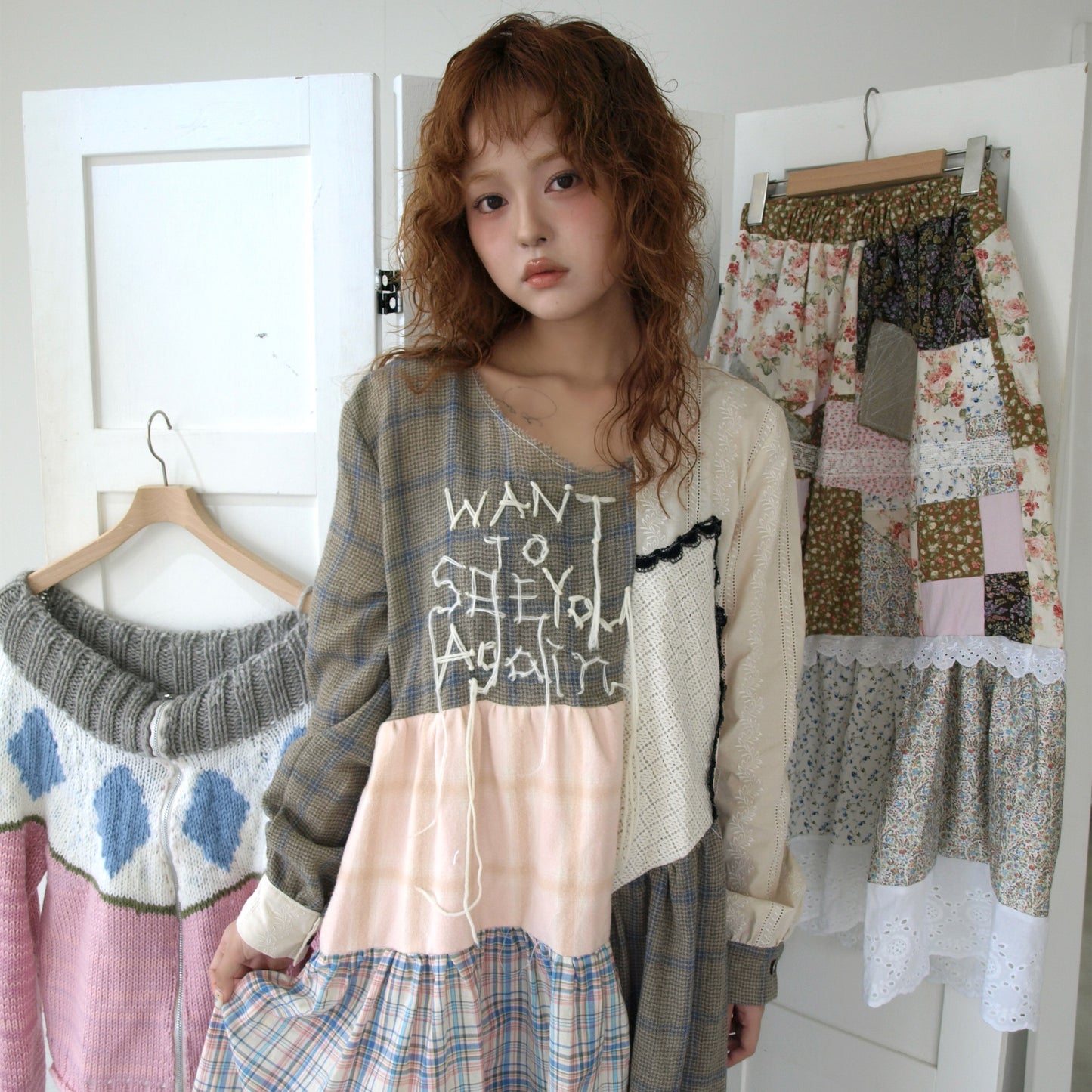 Message dress / Brown Mix / メッセージドレス