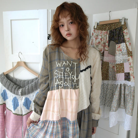 Message dress / Brown Mix / メッセージドレス