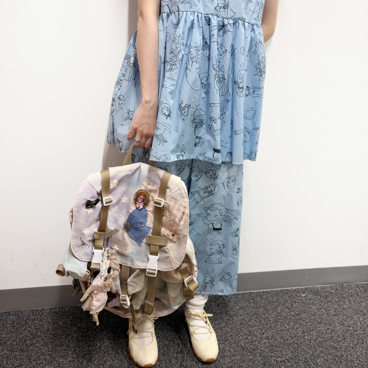 Megumi Okubo pajama pants / blue / 大久保惠コラボレーションパンツ