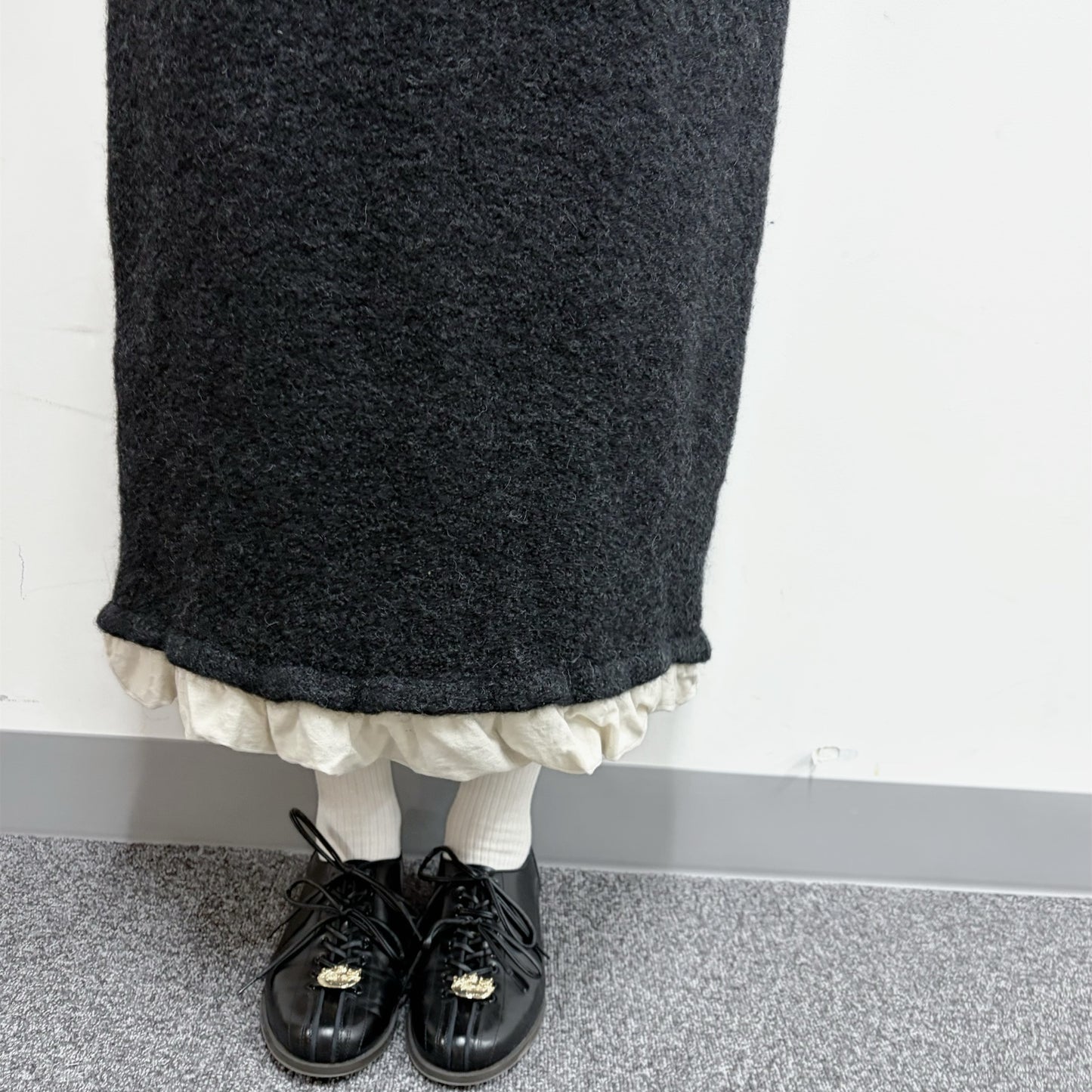 fulling skirt / charcoal gray / 縮絨加工ニットスカート