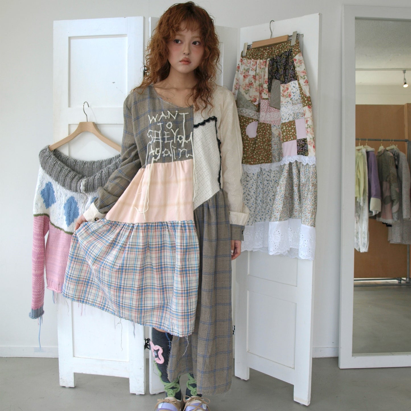 Message dress / Brown Mix / メッセージドレス