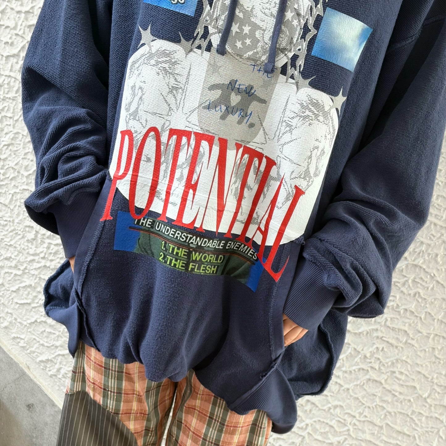 【SHEEP LIMITED】POTENTIAL INSIDE-OUT REVERSIBLE HOODIE FOR SHEEP / NAVY / グラフィックフーディー