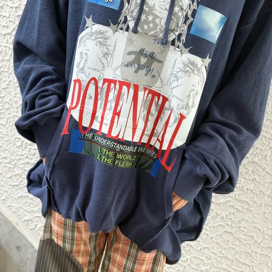 【SHEEP LIMITED】POTENTIAL INSIDE-OUT REVERSIBLE HOODIE FOR SHEEP / NAVY / グラフィックフーディー