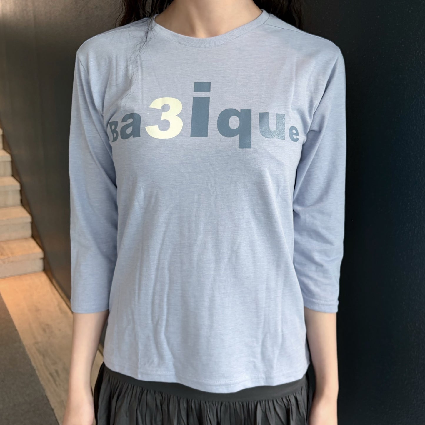 [fe.3] slim logo top / melange blue / スリムロゴトップ