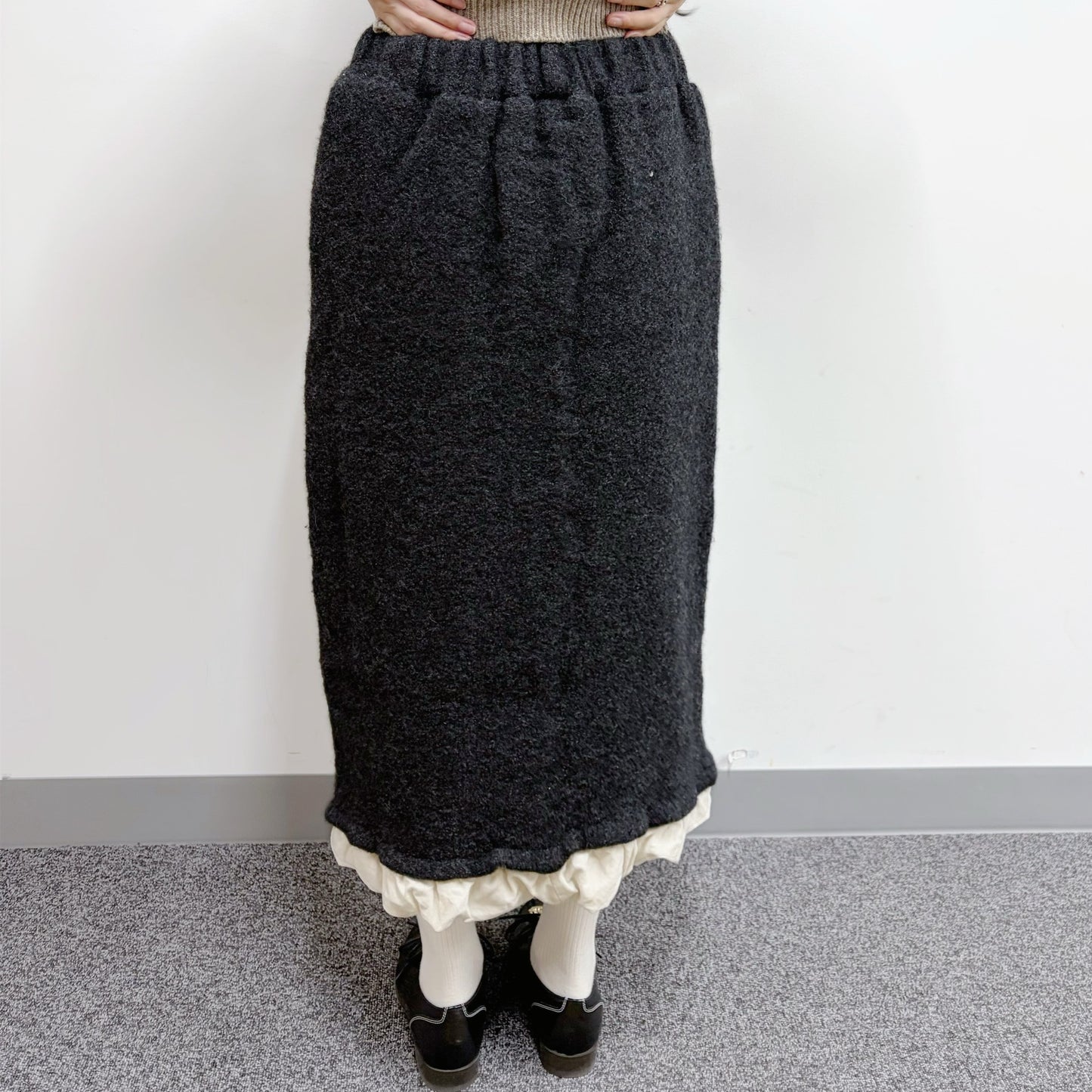 fulling skirt / charcoal gray / 縮絨加工ニットスカート