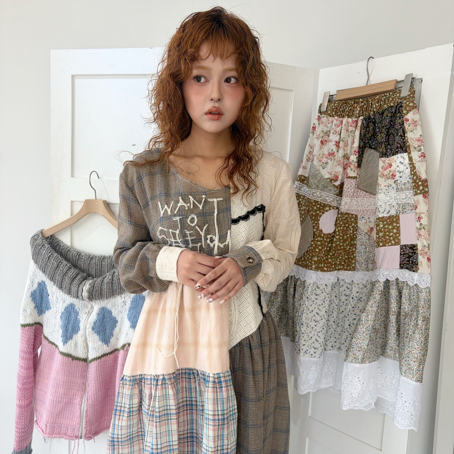 Message dress / Brown Mix / メッセージドレス