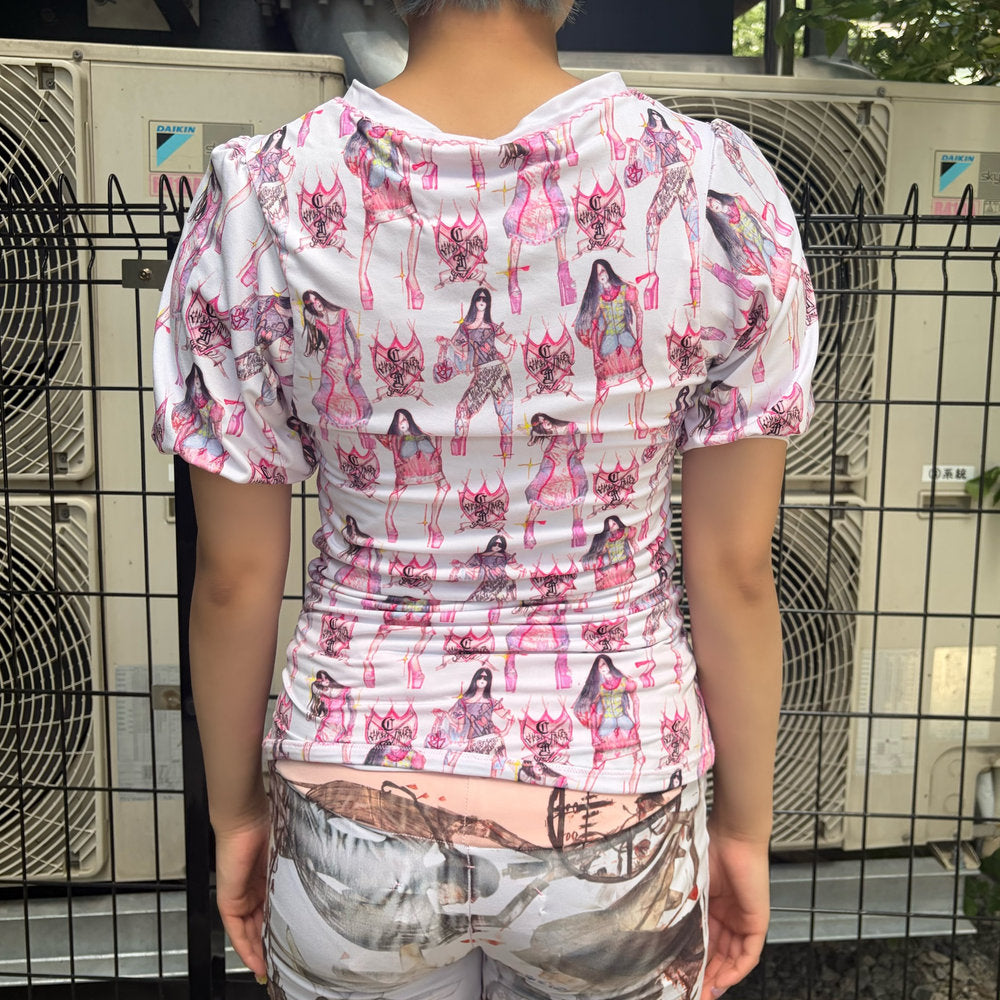 Puff slv tshirt / white / プリントTシャツ