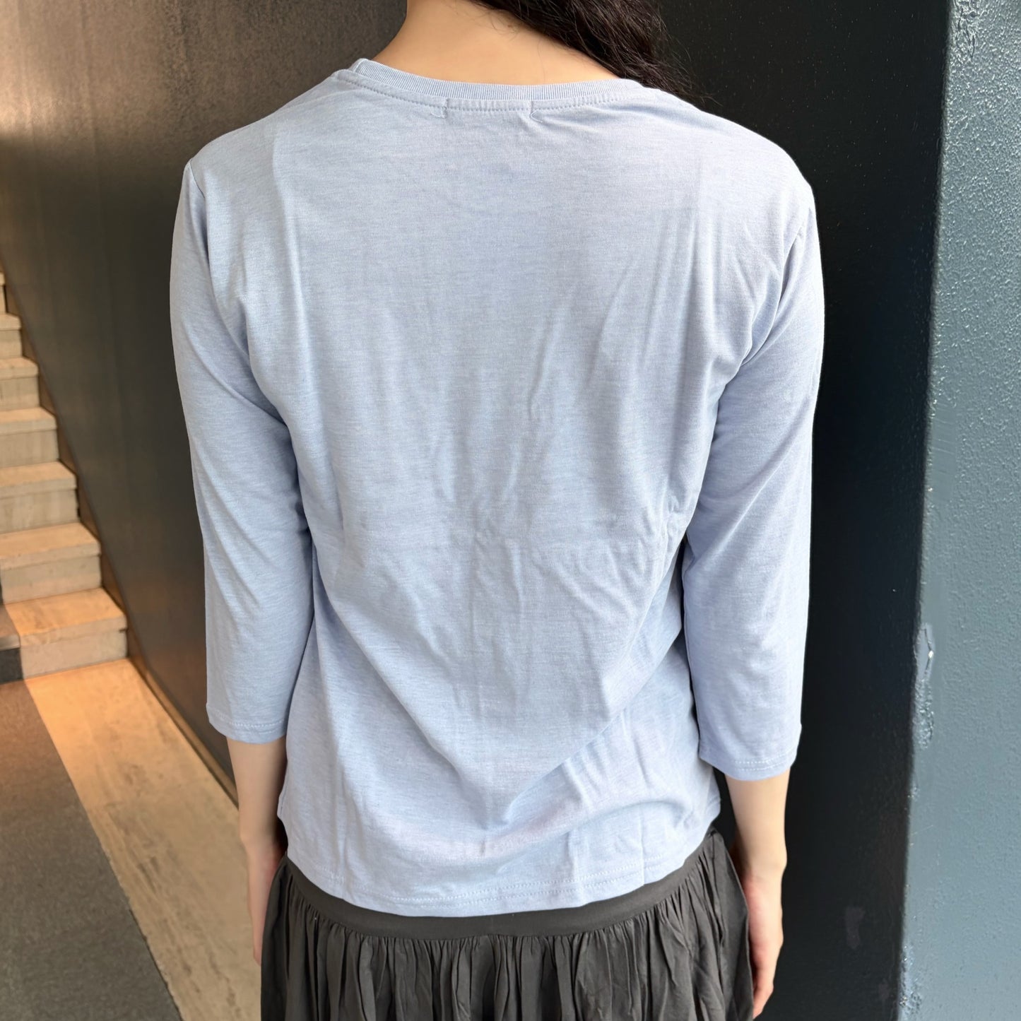 [fe.3] slim logo top / melange blue / スリムロゴトップ