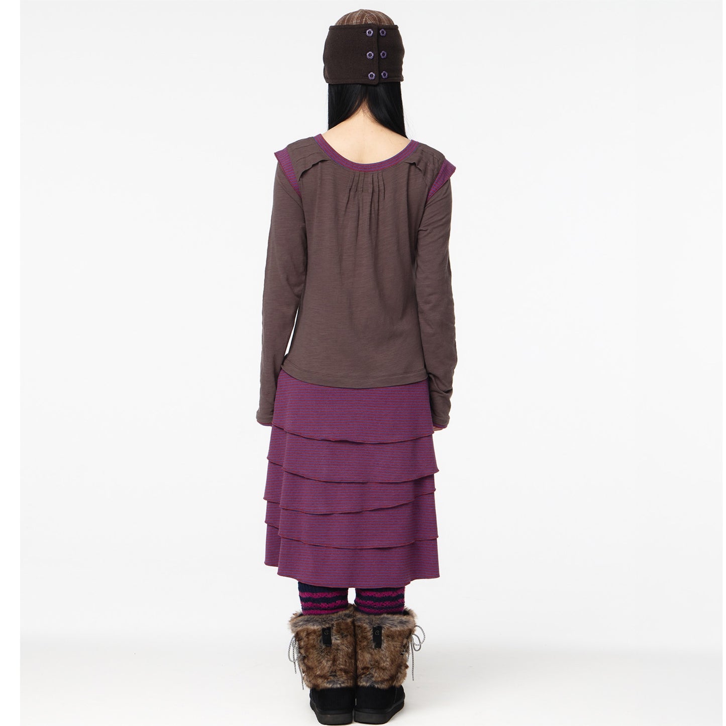 STRIPE CANCAN ONE PIECE / COCOA / ストライプワンピース