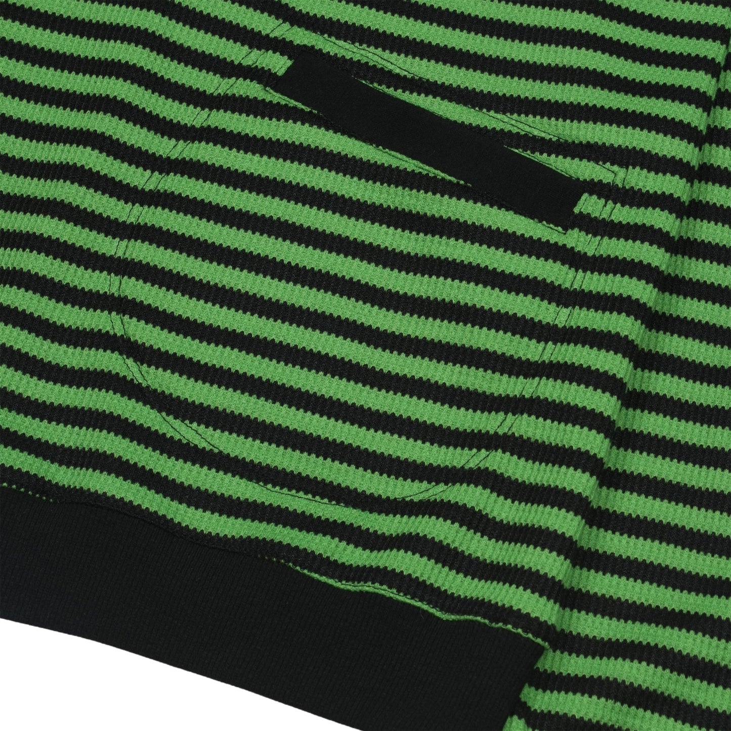 STRIPED FLARED SLEEVE HOODIE / GREEN / ストライプワッフルフーディー