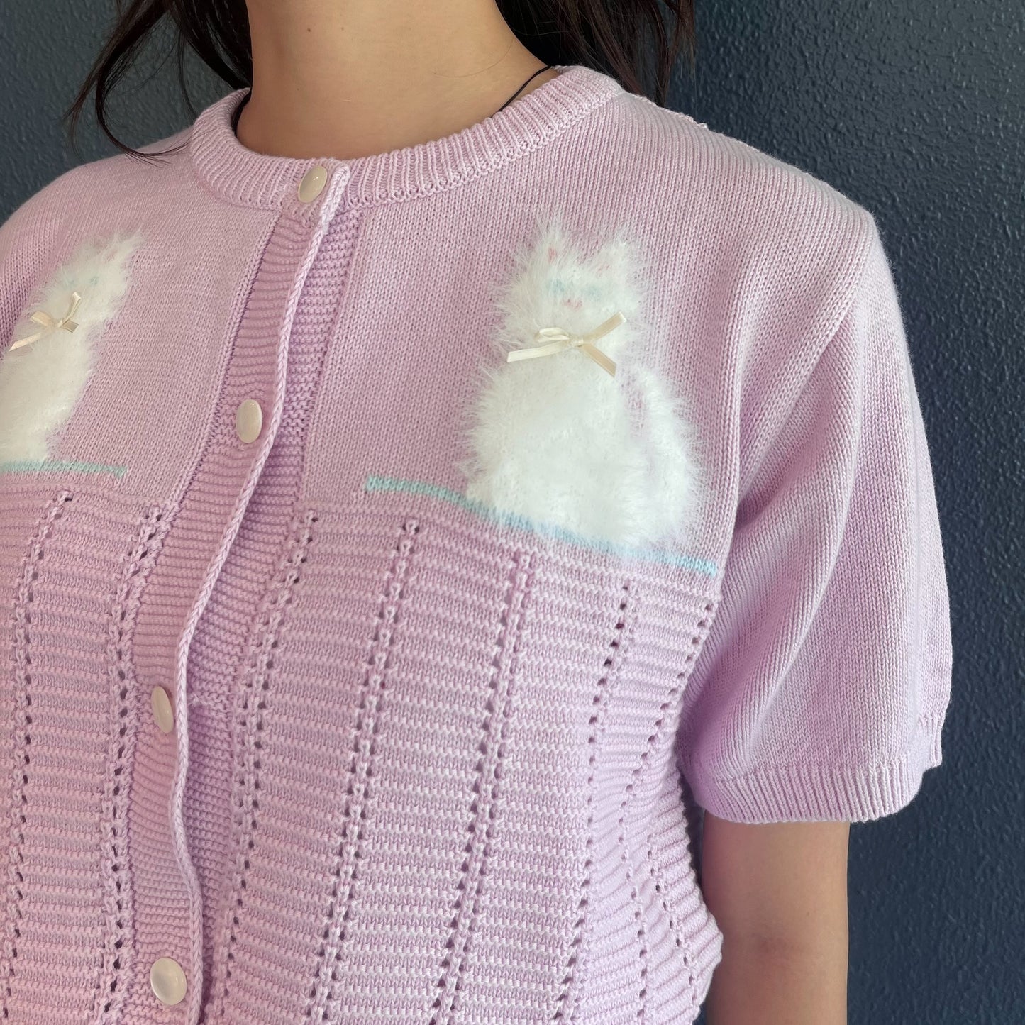 Kitten scotch cardigan / Lilac / ベイビーキャットカーディガン