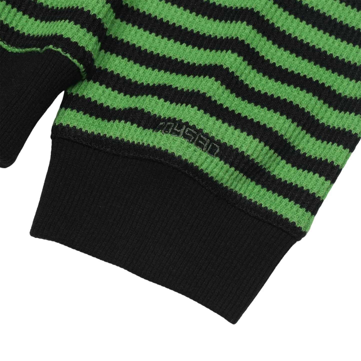 STRIPED FLARED SLEEVE HOODIE / GREEN / ストライプワッフルフーディー