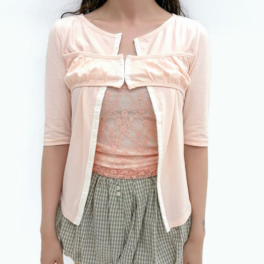 [fa.er.ie] bralette half cardigan / peach / レイヤードカーディガン