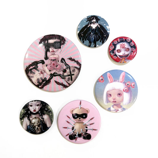 TREVOR BROWN CAN BADGE 6SET  PIN-BACK BUTTONS / アートワーク缶バッジ