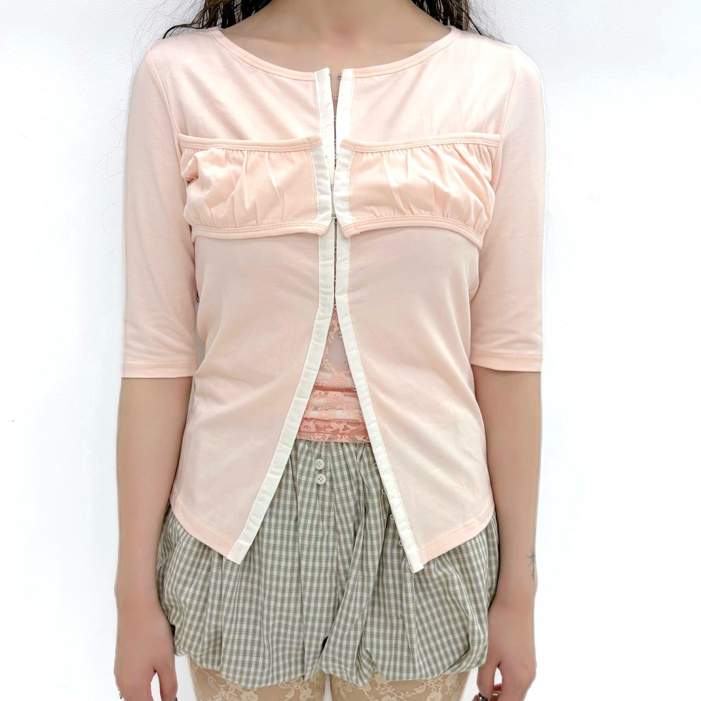 [fa.er.ie] bralette half cardigan / peach / レイヤードカーディガン