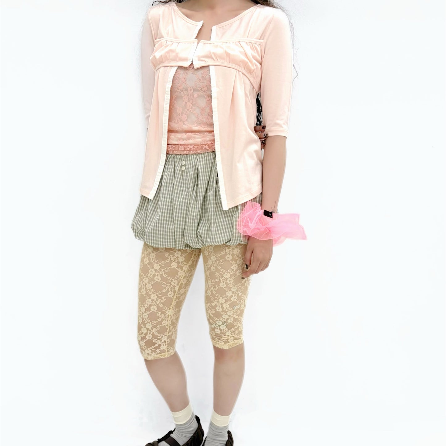 [fa.er.ie] bralette half cardigan / peach / レイヤードカーディガン
