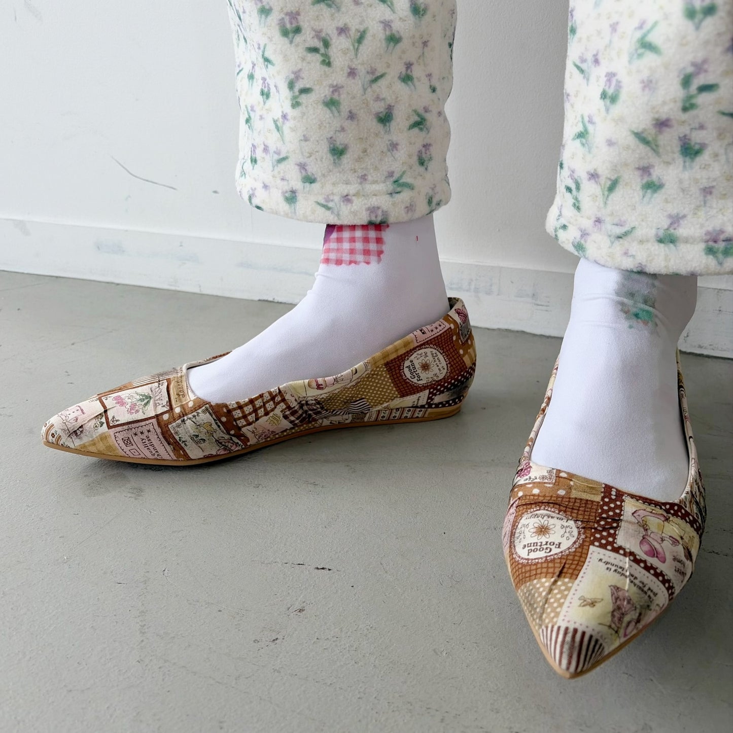 MAMA'S FLAT / BEIGE / プリントパンプス