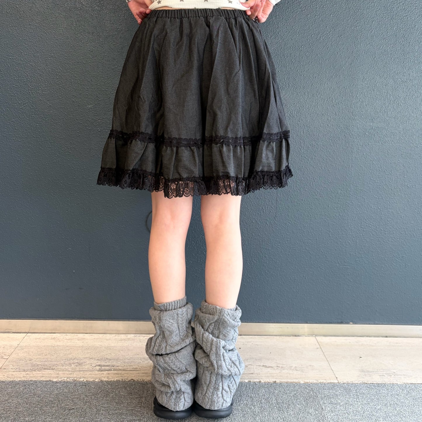 [F.E.E.S] denim ruffle skirt / black / デニムラッフルスカート