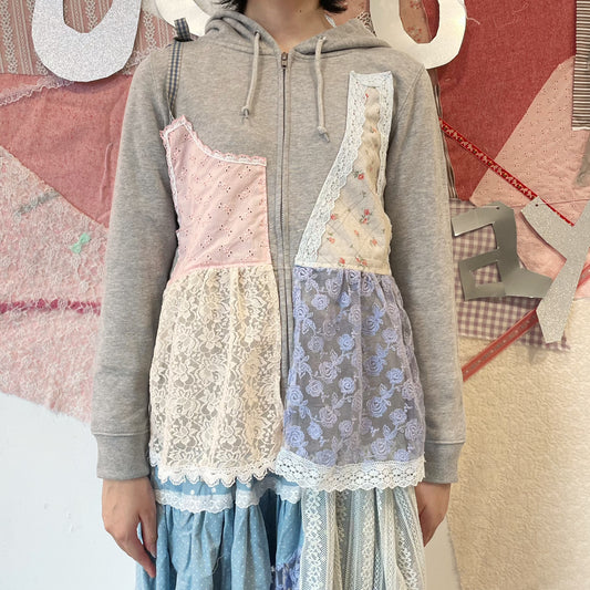 fake layered hoodie / Gray / フェイクレイヤードフーディー