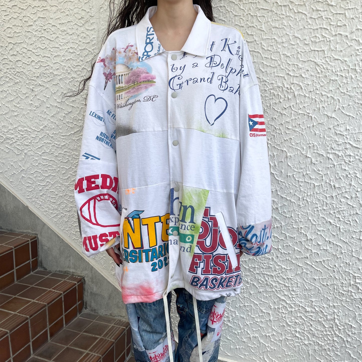 DECONSTRUCTED / RECONSTRUCTED VINTAGE T/COACH JACKET / WHITE / コーチジャケット