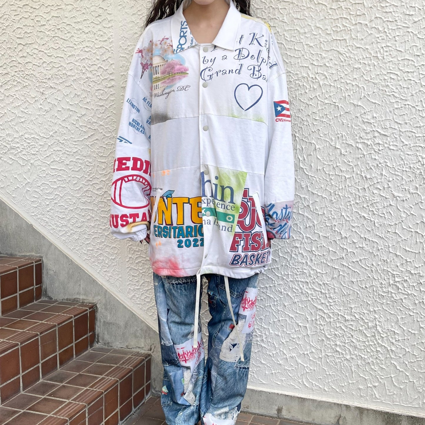 DECONSTRUCTED / RECONSTRUCTED VINTAGE T/COACH JACKET / WHITE / コーチジャケット