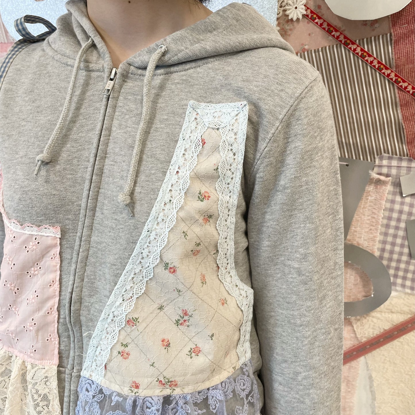 fake layered hoodie / Gray / フェイクレイヤードフーディー