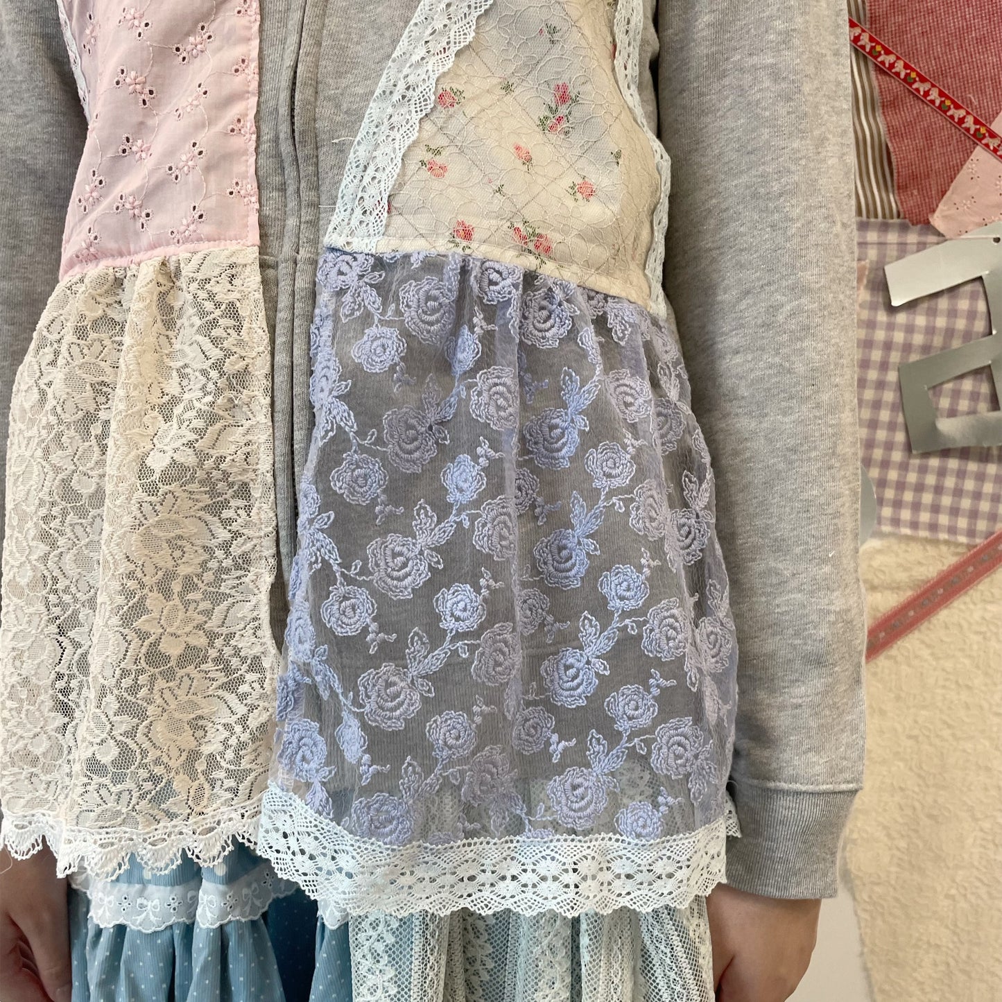 fake layered hoodie / Gray / フェイクレイヤードフーディー