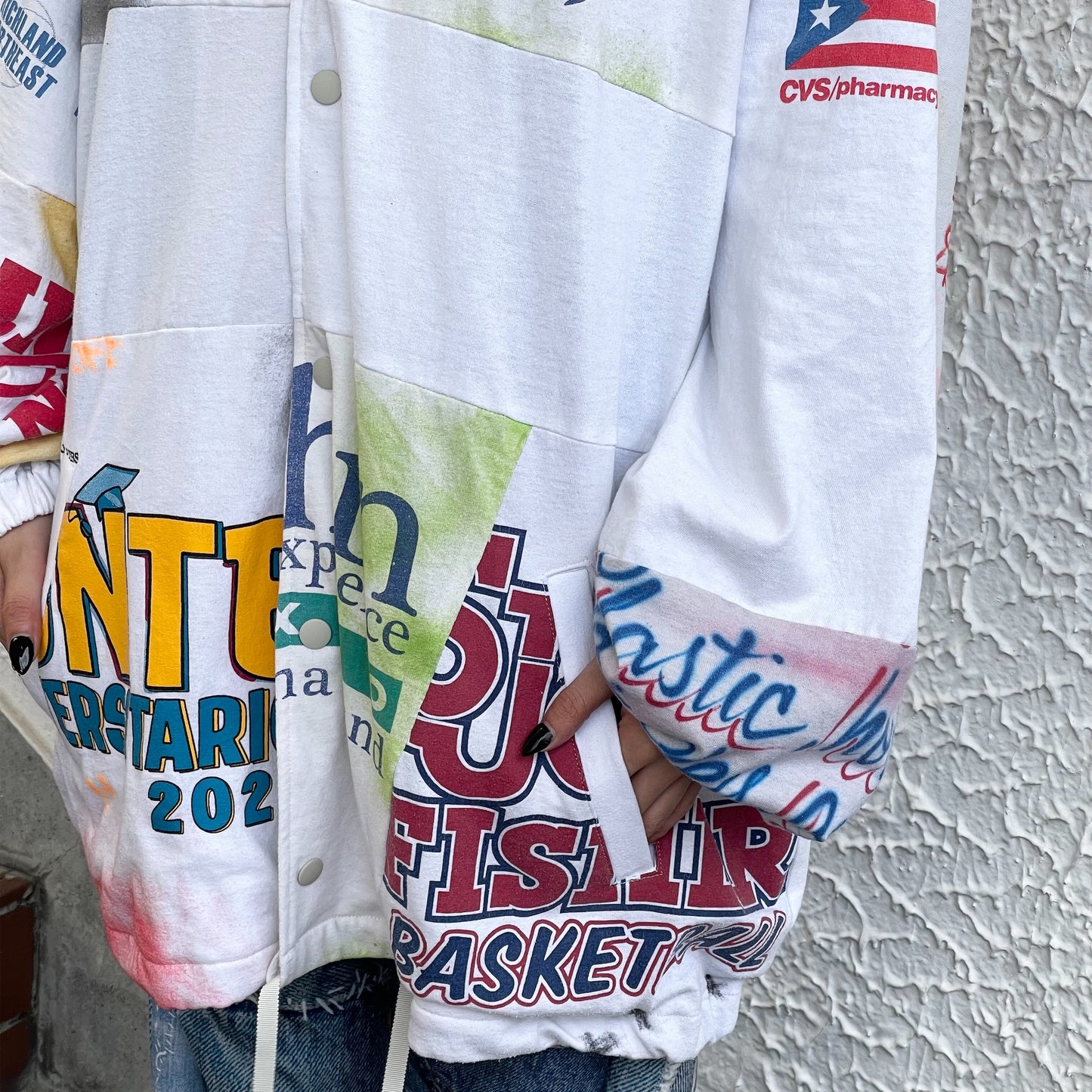 DECONSTRUCTED / RECONSTRUCTED VINTAGE T/COACH JACKET / WHITE / コーチジャケット