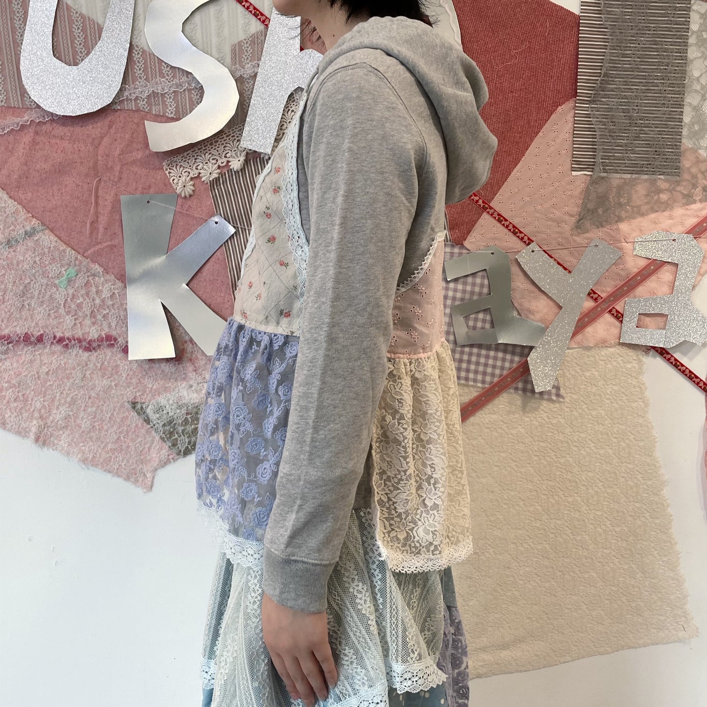 fake layered hoodie / Gray / フェイクレイヤードフーディー