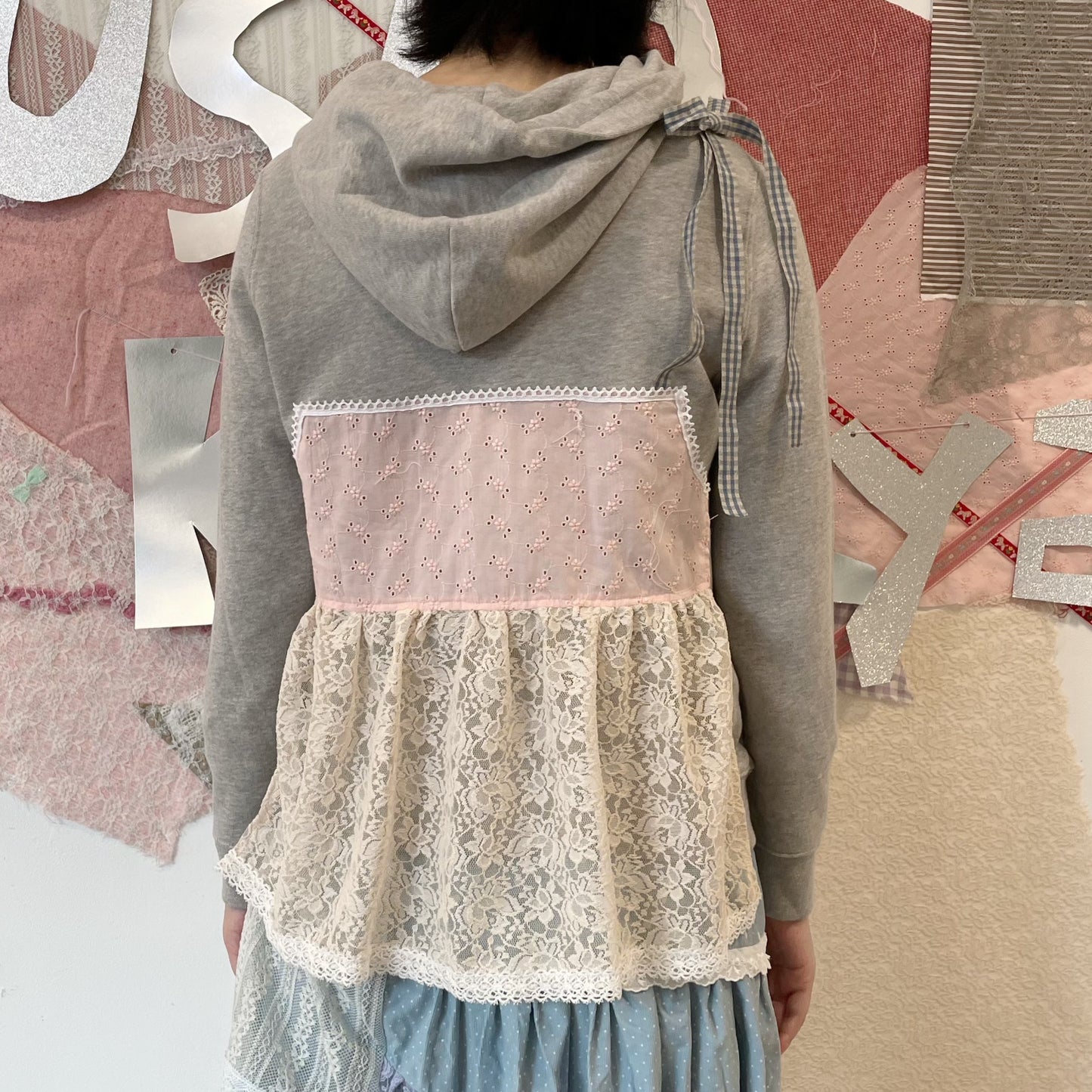 fake layered hoodie / Gray / フェイクレイヤードフーディー