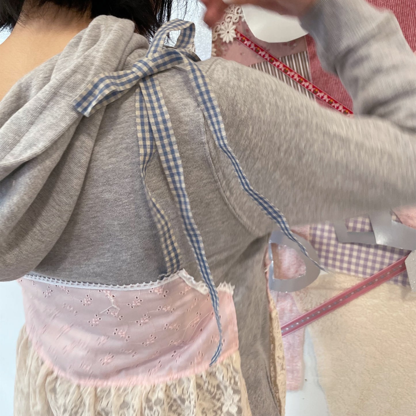 fake layered hoodie / Gray / フェイクレイヤードフーディー