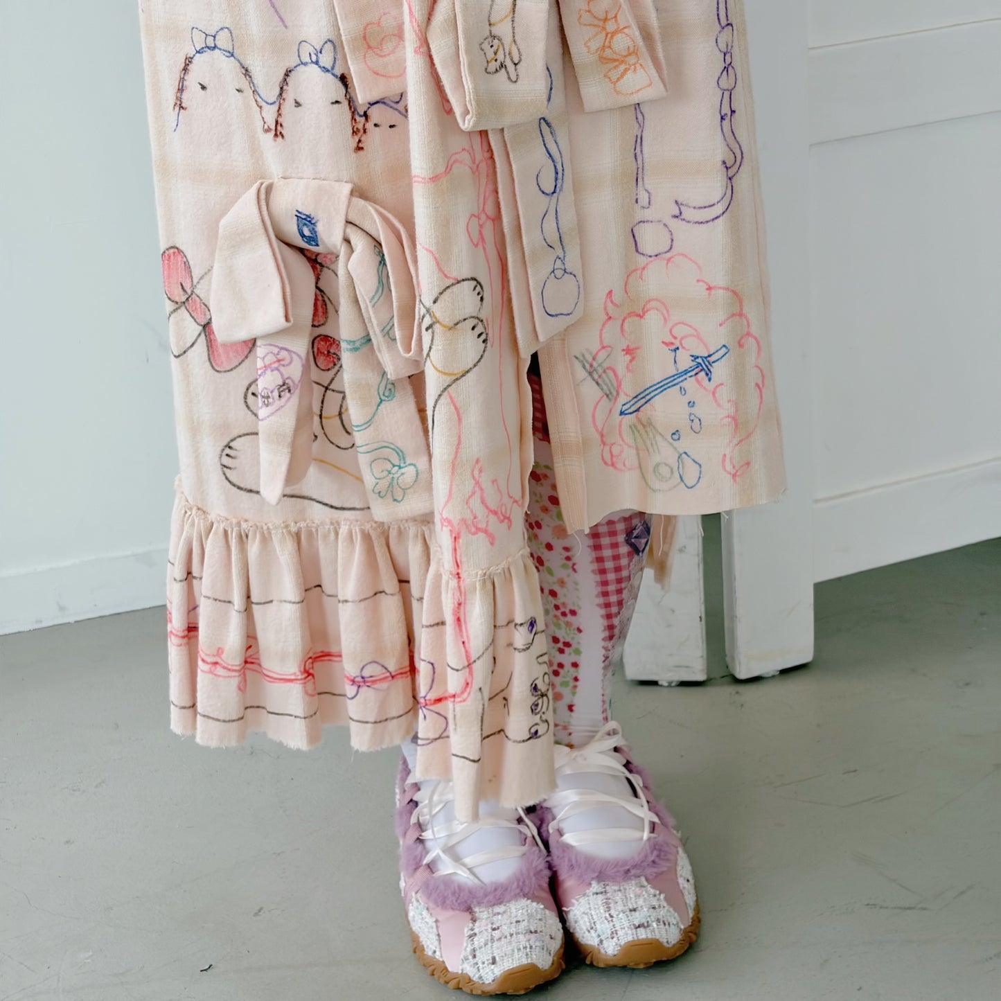 【Collabolation mimi-chan】 Mimi skirt / Pink / ドローイングスカート