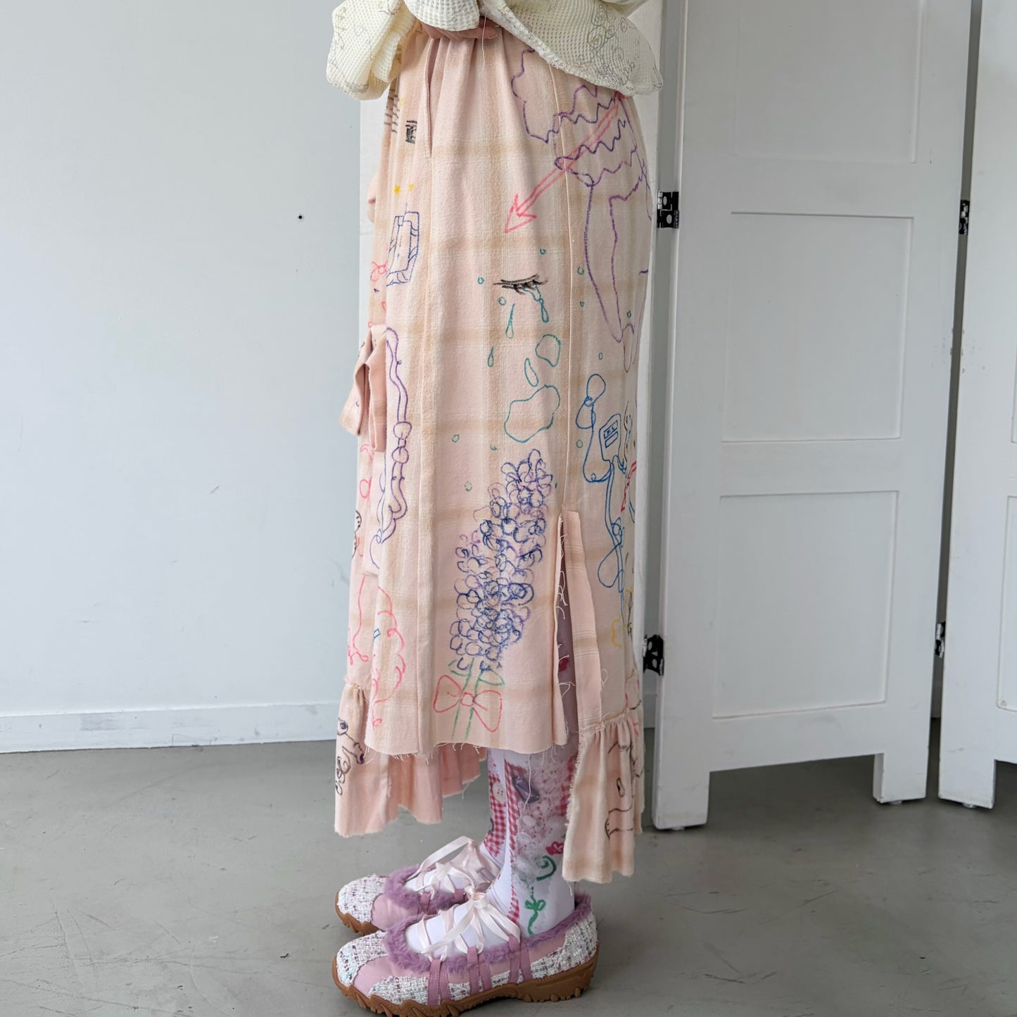 【Collabolation mimi-chan】 Mimi skirt / Pink / ドローイングスカート