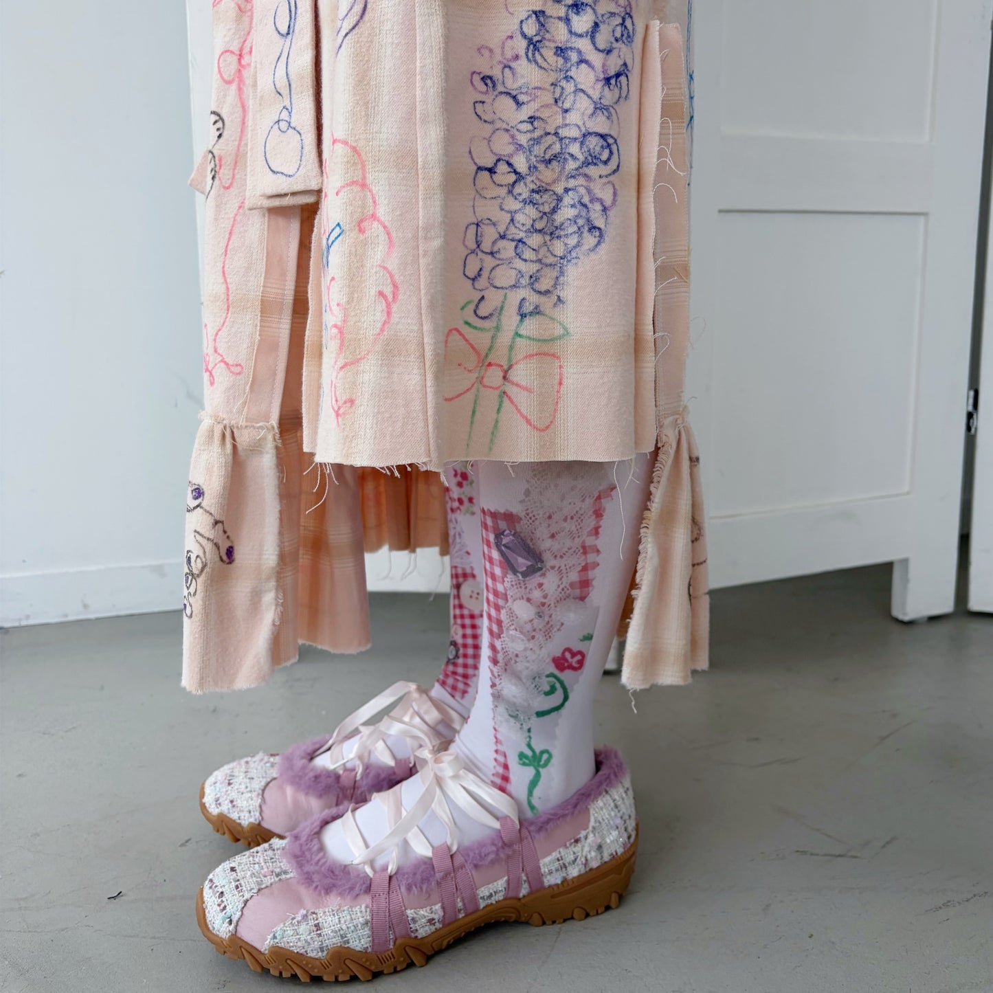 【Collabolation mimi-chan】 Mimi skirt / Pink / ドローイングスカート