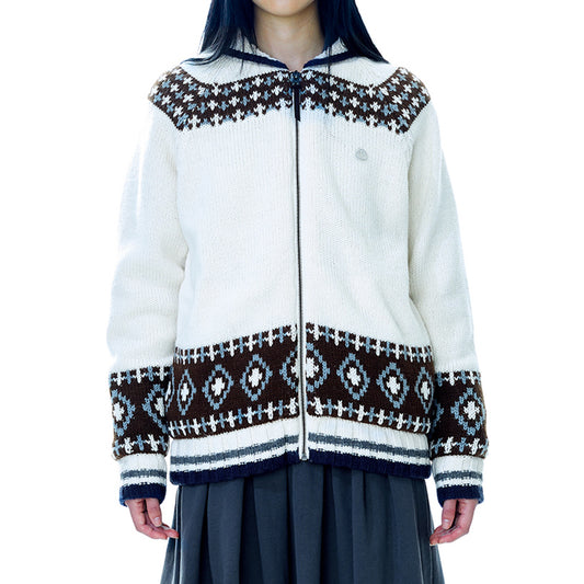 MOSSY COWCHAN KNIT JACKET / IVORY / ジップカウチンニットジャケット