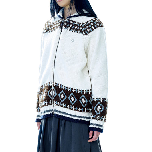 MOSSY COWCHAN KNIT JACKET / IVORY / ジップカウチンニットジャケット