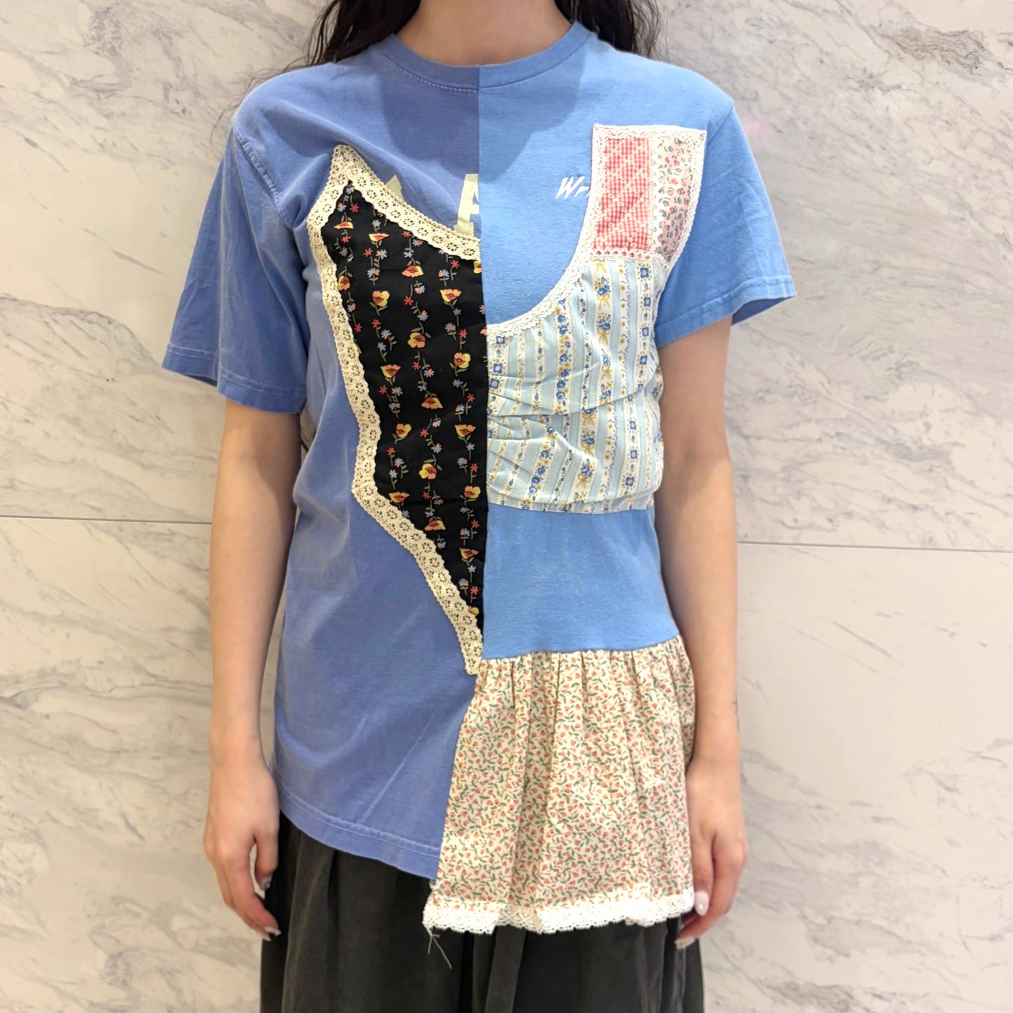 Crazy Tshirt / Blue / パッチワークTシャツ