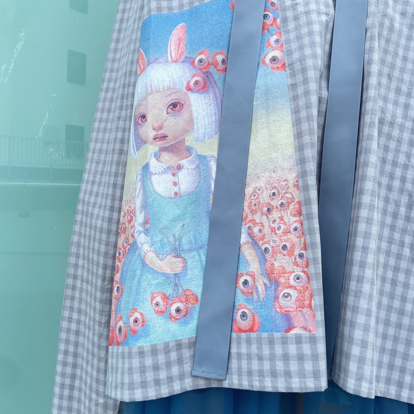 RIBBON SHIRT USAGI DAMA / GREY CHECK / チェックリボンシャツ