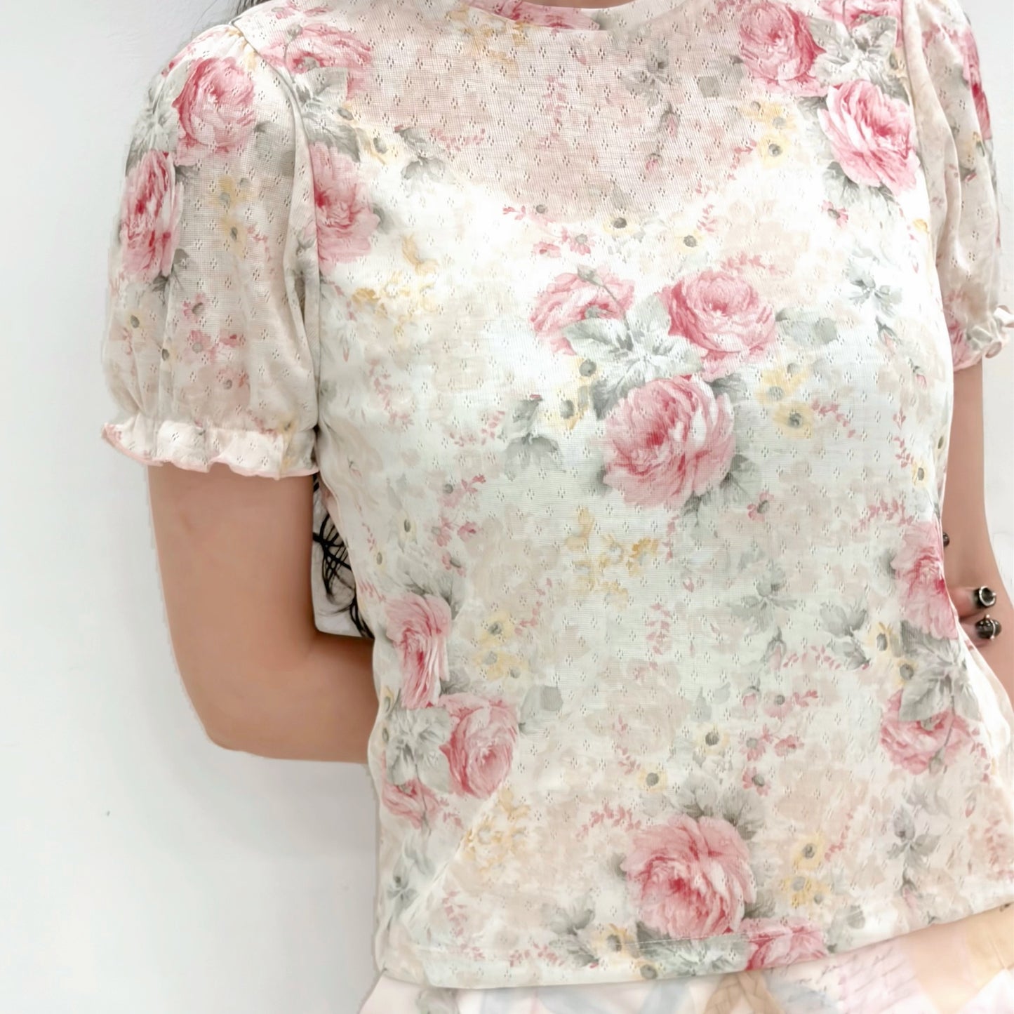 Lilou Puff Sleeves T-shirts / Rose / パフスリーブTシャツ